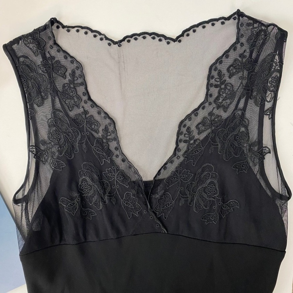 Y2K Black Lace Babydoll Midi Dress Sleeveless Empire Waist‎ Whimsygoth Romantic - Picture 2 of 8